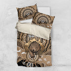 Personalised Australia Wombat Bedding Set Aussie Map Indigenous Art