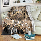 Personalised Australia Wombat Blanket Aussie Map Indigenous Art