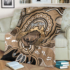Personalised Australia Wombat Blanket Aussie Map Indigenous Art