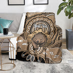 Personalised Australia Wombat Blanket Aussie Map Indigenous Art