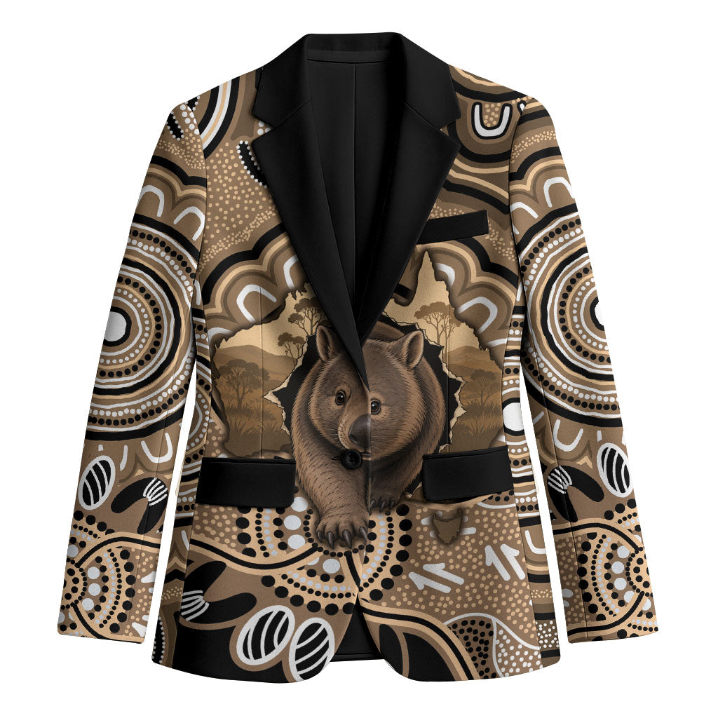 Personalised Australia Wombat Blazer Aussie Map Indigenous Art