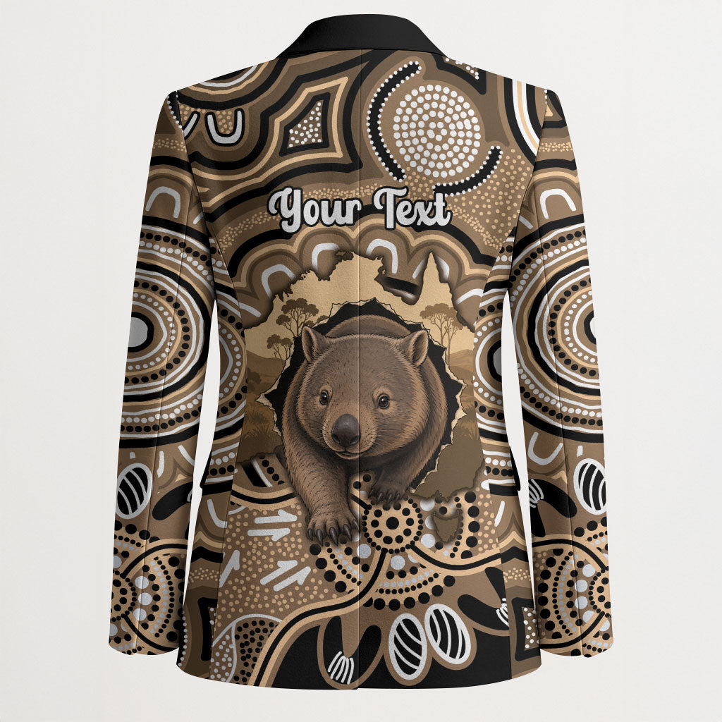 Personalised Australia Wombat Blazer Aussie Map Indigenous Art