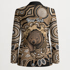 Personalised Australia Wombat Blazer Aussie Map Indigenous Art