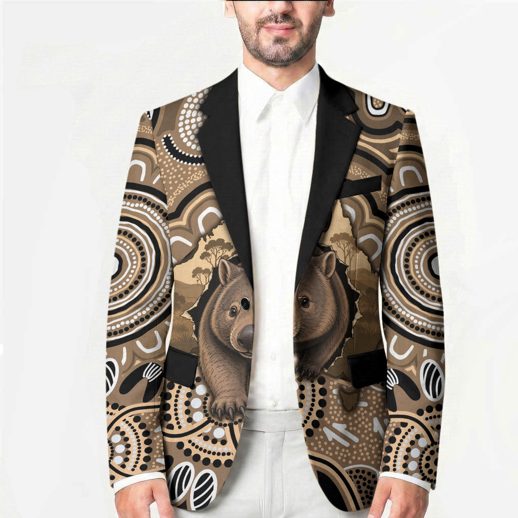 Personalised Australia Wombat Blazer Aussie Map Indigenous Art