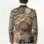 Personalised Australia Wombat Blazer Aussie Map Indigenous Art