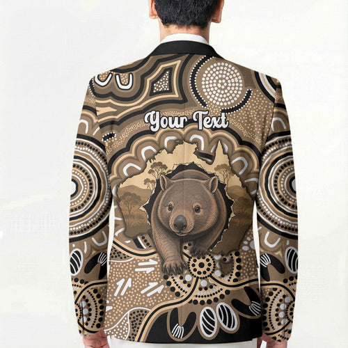 Personalised Australia Wombat Blazer Aussie Map Indigenous Art