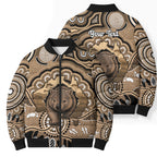 Personalised Australia Wombat Bomber Puffer Jacket Aussie Map Indigenous Art