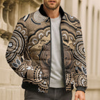 Personalised Australia Wombat Bomber Puffer Jacket Aussie Map Indigenous Art