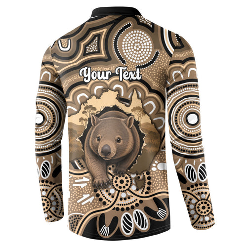 Personalised Australia Wombat Button Sweatshirt Aussie Map Indigenous Art