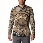 Personalised Australia Wombat Button Sweatshirt Aussie Map Indigenous Art