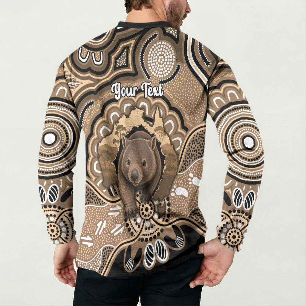 Personalised Australia Wombat Button Sweatshirt Aussie Map Indigenous Art