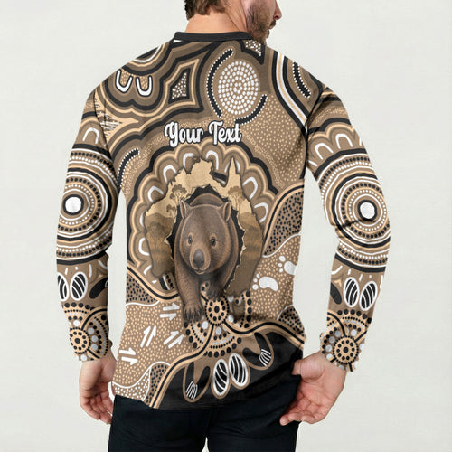 Personalised Australia Wombat Button Sweatshirt Aussie Map Indigenous Art