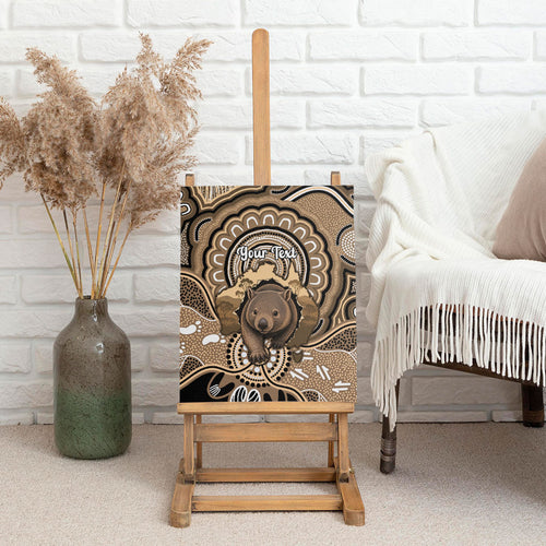 Personalised Australia Wombat Canvas Wall Art Aussie Map Indigenous Art
