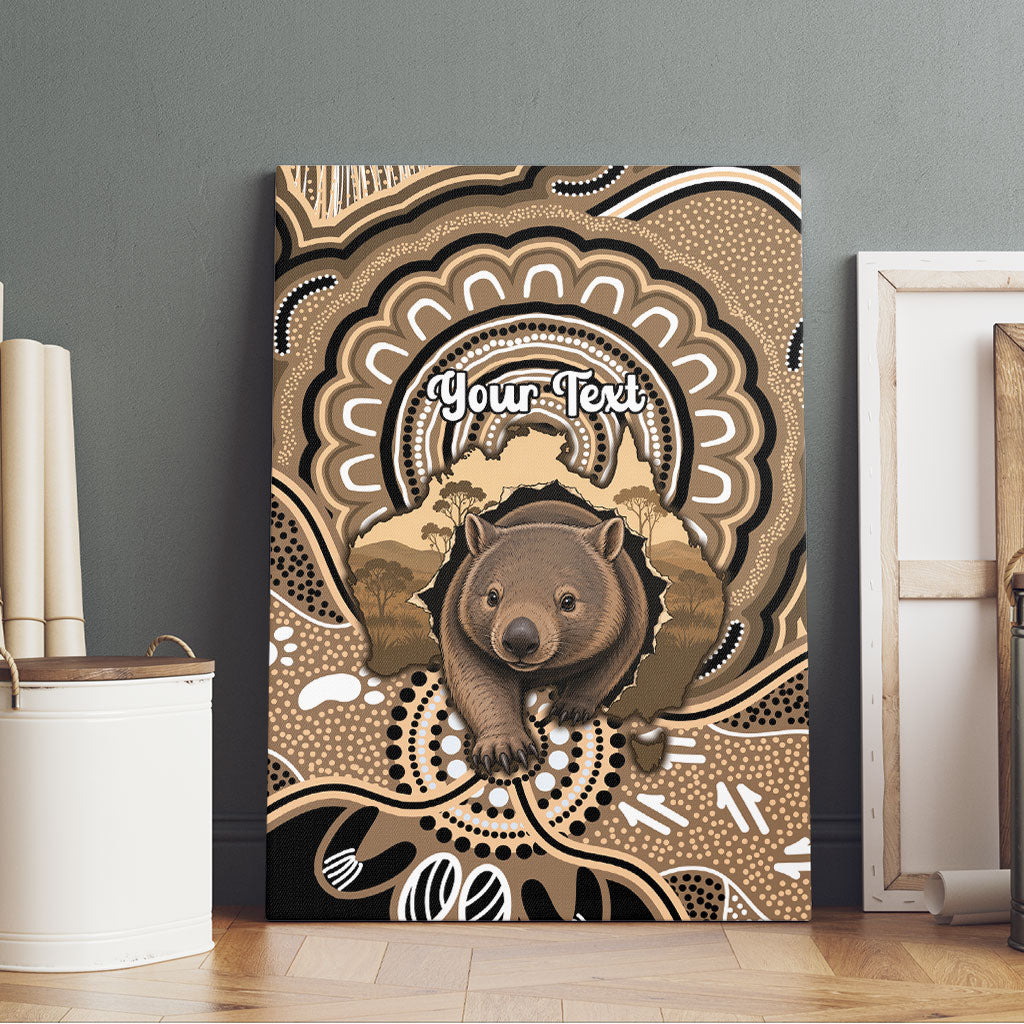 Personalised Australia Wombat Canvas Wall Art Aussie Map Indigenous Art