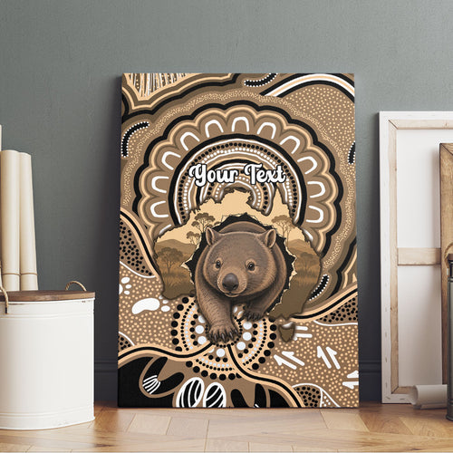 Personalised Australia Wombat Canvas Wall Art Aussie Map Indigenous Art