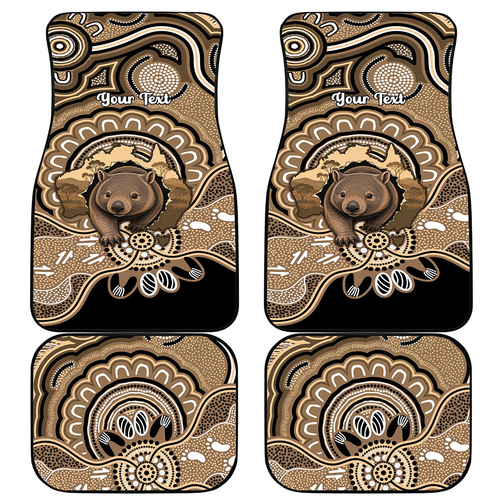 Personalised Australia Wombat Car Mats Aussie Map Indigenous Art