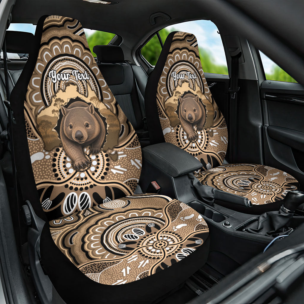 Personalised Australia Wombat Car Seat Cover Aussie Map Indigenous Art