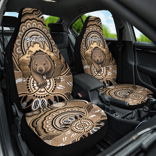 Personalised Australia Wombat Car Seat Cover Aussie Map Indigenous Art