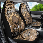 Personalised Australia Wombat Car Seat Cover Aussie Map Indigenous Art
