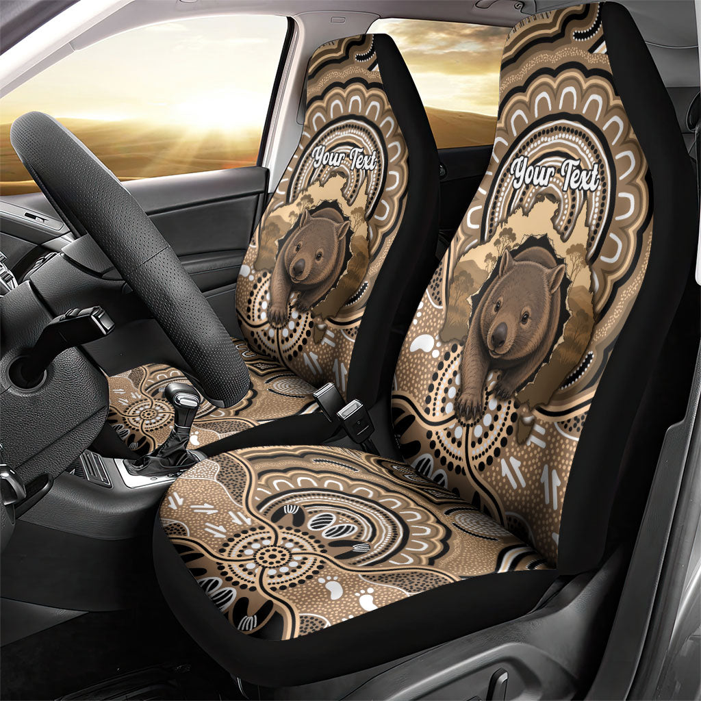 Personalised Australia Wombat Car Seat Cover Aussie Map Indigenous Art