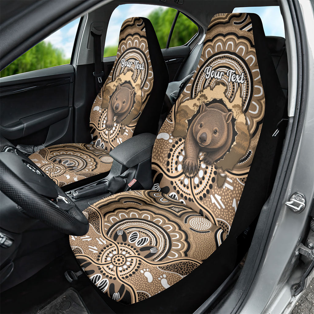 Personalised Australia Wombat Car Seat Cover Aussie Map Indigenous Art
