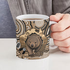 Personalised Australia Wombat Ceramic Mug Aussie Map Indigenous Art