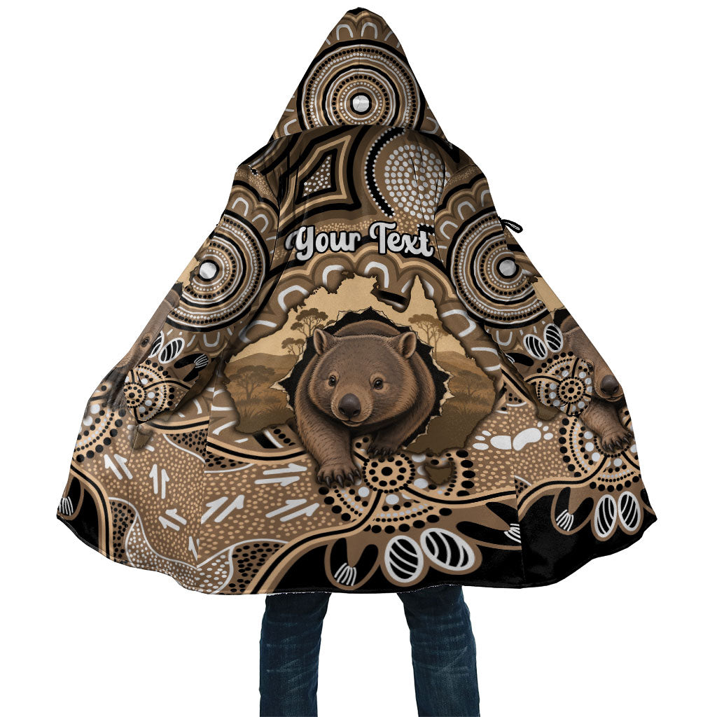 Personalised Australia Wombat Cloak Aussie Map Indigenous Art