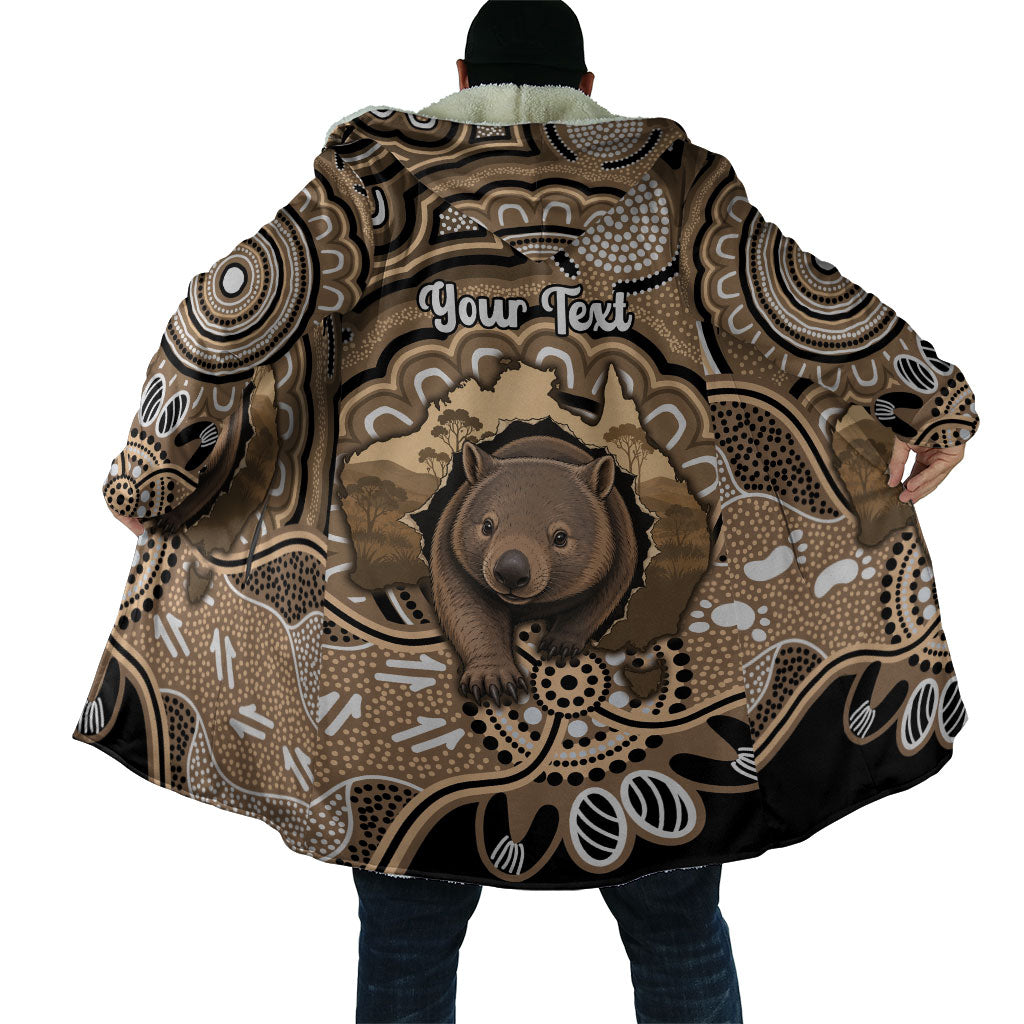 Personalised Australia Wombat Cloak Aussie Map Indigenous Art