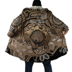 Personalised Australia Wombat Cloak Aussie Map Indigenous Art