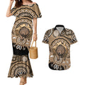 Personalised Australia Wombat Couples Matching Mermaid Dress and Hawaiian Shirt Aussie Map Indigenous Art