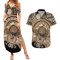 Personalised Australia Wombat Couples Matching Summer Maxi Dress and Hawaiian Shirt Aussie Map Indigenous Art