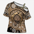 Personalised Australia Wombat Cross Shoulder Shirt Aussie Map Indigenous Art