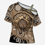 Personalised Australia Wombat Cross Shoulder Shirt Aussie Map Indigenous Art