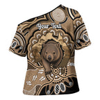 Personalised Australia Wombat Cross Shoulder Shirt Aussie Map Indigenous Art