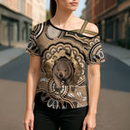 Personalised Australia Wombat Cross Shoulder Shirt Aussie Map Indigenous Art