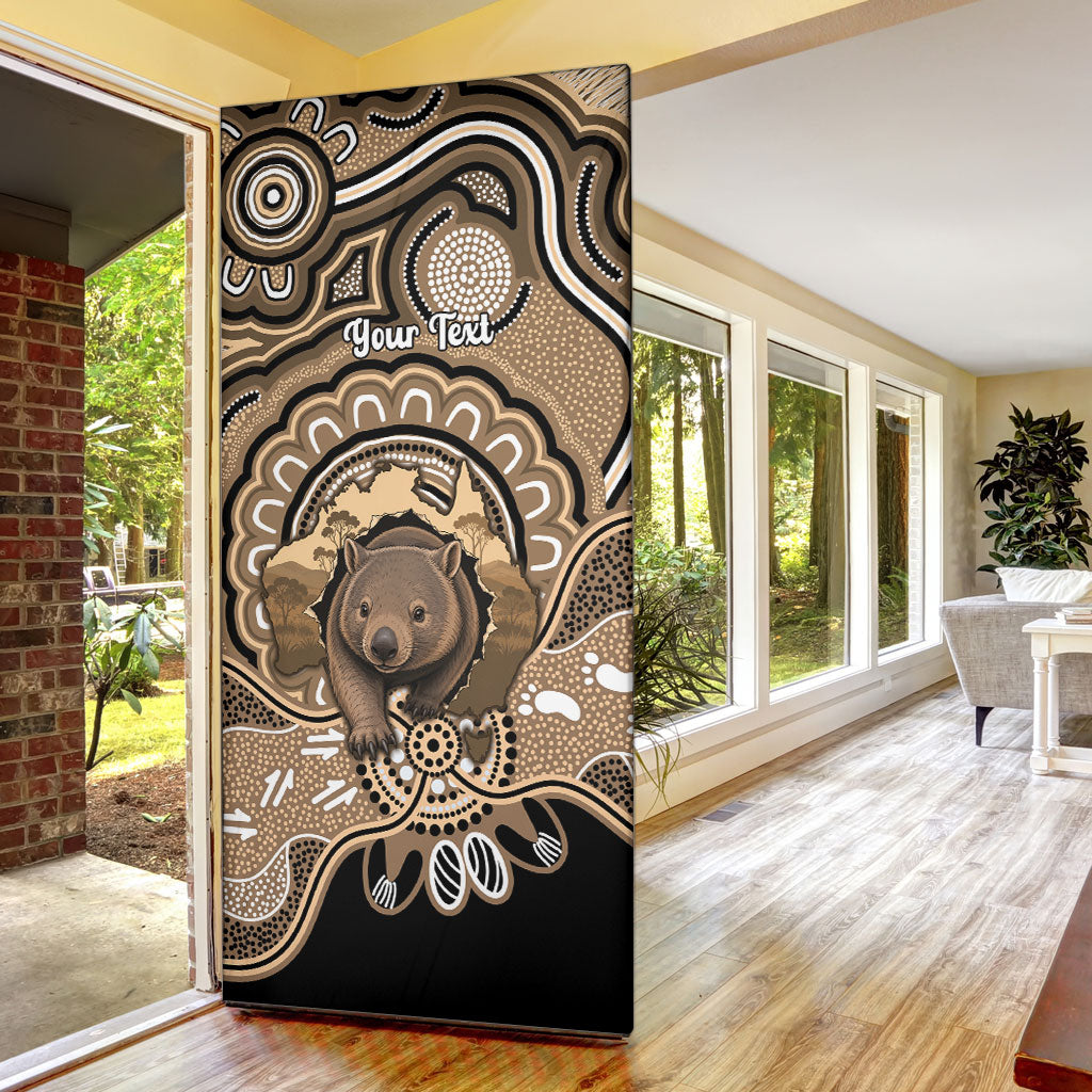 Personalised Australia Wombat Door Cover Aussie Map Indigenous Art