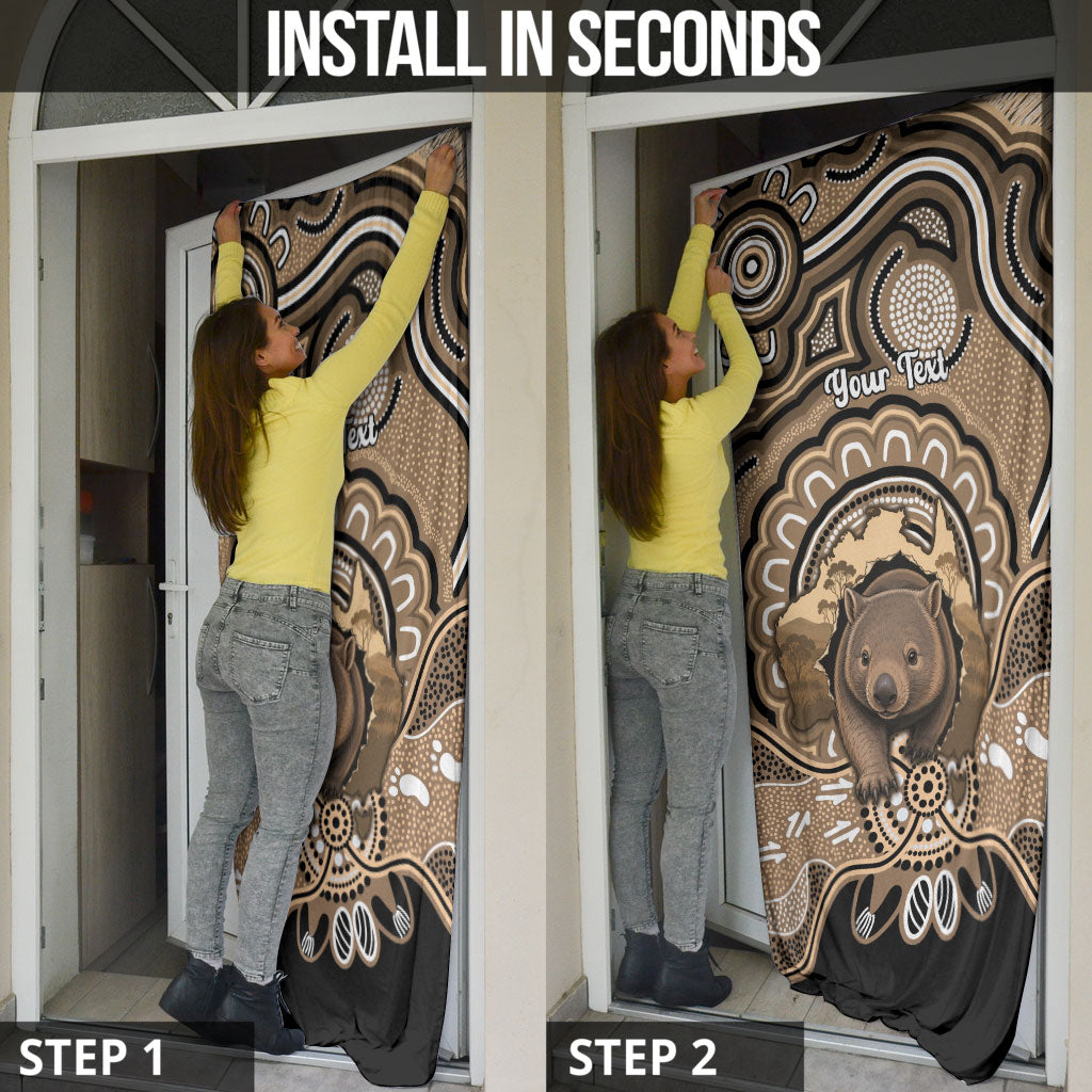 Personalised Australia Wombat Door Cover Aussie Map Indigenous Art