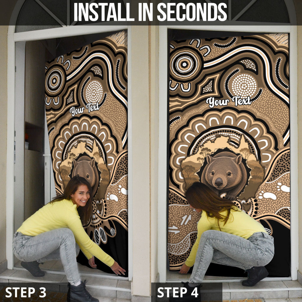 Personalised Australia Wombat Door Cover Aussie Map Indigenous Art