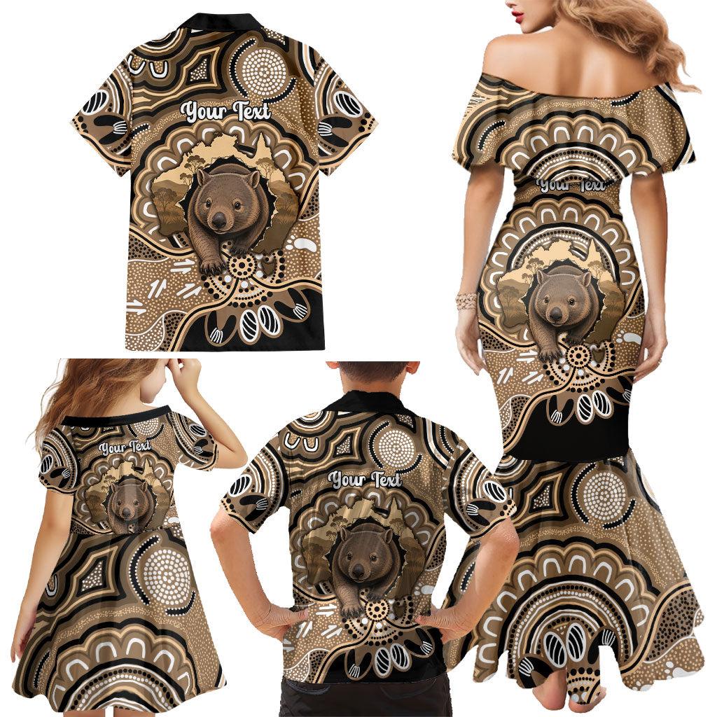 Personalised Australia Wombat Family Matching Mermaid Dress and Hawaiian Shirt Aussie Map Indigenous Art