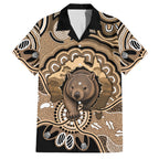 Personalised Australia Wombat Family Matching Off Shoulder Maxi Dress and Hawaiian Shirt Aussie Map Indigenous Art