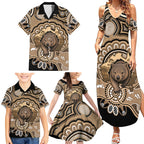 Personalised Australia Wombat Family Matching Summer Maxi Dress and Hawaiian Shirt Aussie Map Indigenous Art