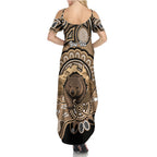 Personalised Australia Wombat Family Matching Summer Maxi Dress and Hawaiian Shirt Aussie Map Indigenous Art