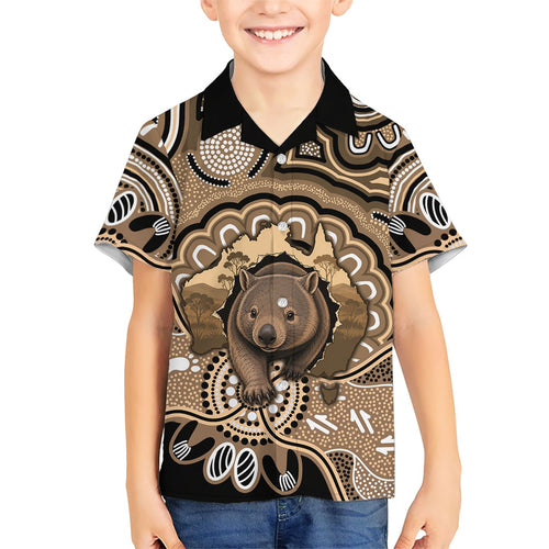 Personalised Australia Wombat Family Matching Summer Maxi Dress and Hawaiian Shirt Aussie Map Indigenous Art