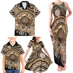 Personalised Australia Wombat Family Matching Tank Maxi Dress and Hawaiian Shirt Aussie Map Indigenous Art