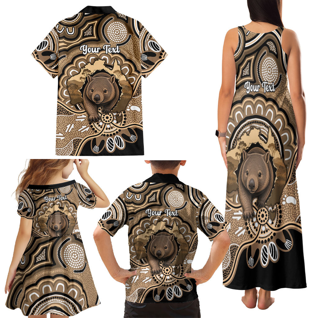 Personalised Australia Wombat Family Matching Tank Maxi Dress and Hawaiian Shirt Aussie Map Indigenous Art