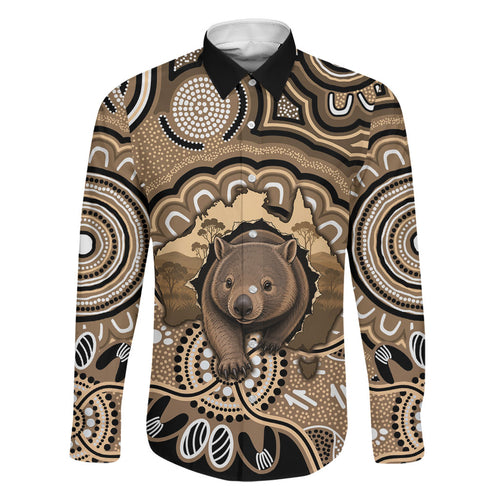 Personalised Australia Wombat Family Matching Tank Maxi Dress and Hawaiian Shirt Aussie Map Indigenous Art