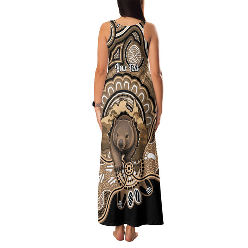 Personalised Australia Wombat Family Matching Tank Maxi Dress and Hawaiian Shirt Aussie Map Indigenous Art
