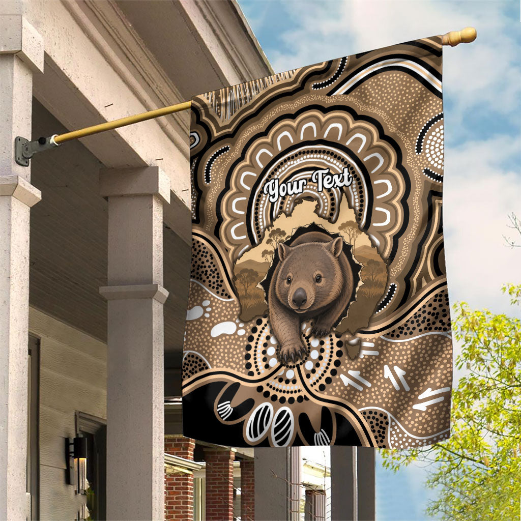 Personalised Australia Wombat Garden Flag Aussie Map Indigenous Art