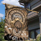 Personalised Australia Wombat Garden Flag Aussie Map Indigenous Art