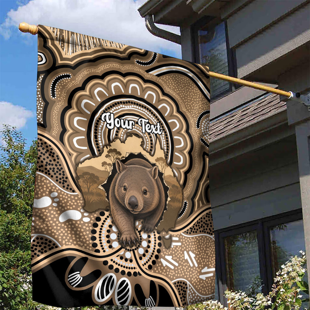 Personalised Australia Wombat Garden Flag Aussie Map Indigenous Art